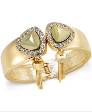 Thalia Sodi Gold-tone Glass Stone And Tassel Hinged Bangle Bracelet, Only At Macy's