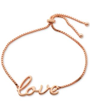 Adjustable Love Script Bracelet In 18k Rose Gold Over Sterling Silver