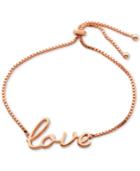 Adjustable Love Script Bracelet In 18k Rose Gold Over Sterling Silver