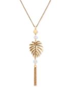 Lucky Brand Two-tone Palm Leaf Fringe Pendant Necklace, 26 + 2 Extender