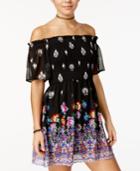 City Studios Juniors' Off-the-shoulder Fit & Flare Dress
