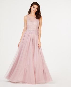 Say Yes To The Prom Juniors' Sequined Flower Ballgown, Created For Macy's