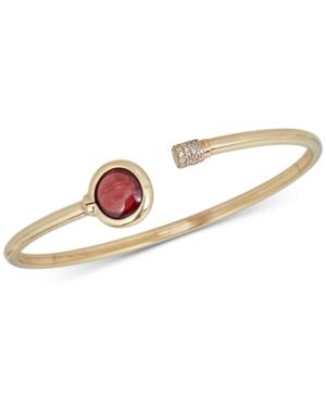 Garnet (2 Ct. T.w.) And Diamond (1/5 Ct. T.w.) Bangle Bracelet In 14k Gold Over Sterling Silver