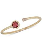 Garnet (2 Ct. T.w.) And Diamond (1/5 Ct. T.w.) Bangle Bracelet In 14k Gold Over Sterling Silver
