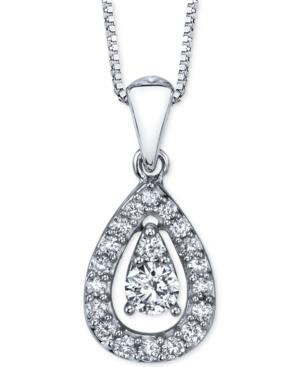 Diamond Orbital Teardrop Pendant Necklace (1/4 Ct. T.w.) In 14k White Gold
