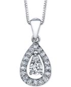 Diamond Orbital Teardrop Pendant Necklace (1/4 Ct. T.w.) In 14k White Gold