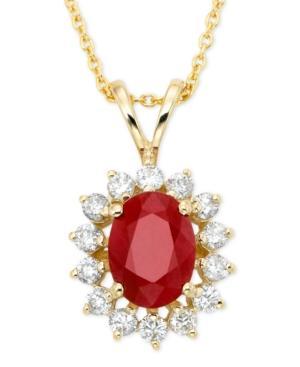 Royalty Inspired By Effy Ruby (1-3/8 Ct. T.w.) And Diamond (3/8 Ct. T.w.) Pendant In 14k Gold