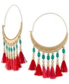 Rachel Rachel Roy Gold-tone Beaded Tassel Hoop Drop Earrings