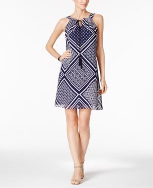 Jessica Howard Petite Printed Tassel Shift Dress