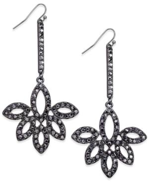 Thalia Sodi Hematite-tone Pave Flower Drop Earrings, Created For Macy's