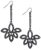 Thalia Sodi Hematite-tone Pave Flower Drop Earrings, Created For Macy's