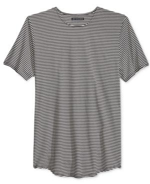 Jaywalker Men's Striped Curved-hem Long-length T-shirt