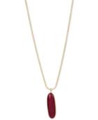 Kenneth Cole New York Gold-tone Long Burgundy Stone Oval Pendant Necklace