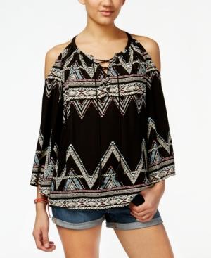 Jessica Simpson Shayna Chevron Cold-shoulder Peasant Top