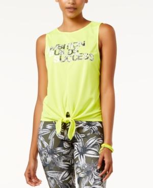 Energie Active Juniors' Tie-front Mesh Graphic Tank Top