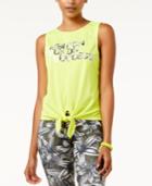 Energie Active Juniors' Tie-front Mesh Graphic Tank Top