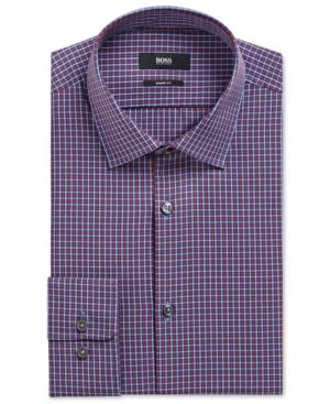 Boss Men's Sharp-fit Plaid Cotton Dress Shirt