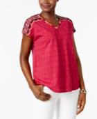 Style & Co Printed Embroidered Top, Created For Macy's