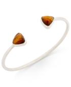 Paul & Pitu Naturally Rhodium-plated Tiger's Eye Open Cuff Bracelet