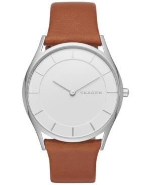Skagen Women's Slim Holst Brown Leather Strap Watch 34mm Skw2453