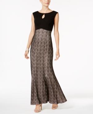 Alex Evenings Cap-sleeve Metallic Column Gown