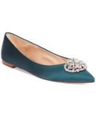 Badgley Mischka Davis Embellished Pointed Toe Evening Flats Women's Shoes