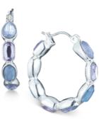 Nine West Silver-tone Lavender Crystal Hoop Earrings