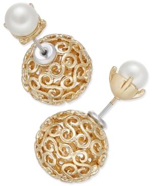 Charter Club Filigree And Crystal Stud Front And Back Earrings, Only At Macy's