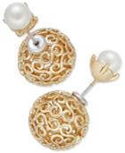 Charter Club Filigree And Crystal Stud Front And Back Earrings, Only At Macy's