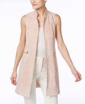 Calvin Klein Faux-suede Open-front Vest