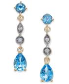 Blue Topaz (2-1/3 Ct. T.w.) & Diamond Accent Drop Earrings In 14k Gold