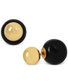Betsey Johnson Gold-tone Front And Back Ball Stud Earrings