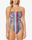 Jessica Simpson Mixed-stripe Cutout Cheeky One-piece Swimsuit Women's Swimsuit