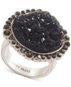 Lucky Brand Silver-tone Pave & Druzy Stone Statement Ring