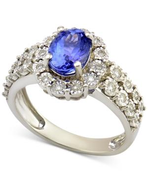 Tanzanite (1-1/5 Ct. T.w.) And Diamond (1/4 Ct. T.w.) Ring In 14k White Gold