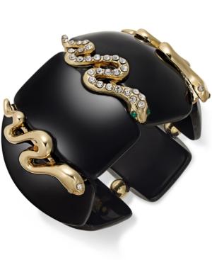 Thalia Sodi Gold-tone Jet Pave Snake Stretch Bracelet, Only At Macy's