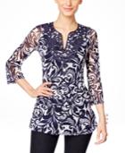 Inc International Concepts Embroidered Split-neck Tunic, Only At Macy's