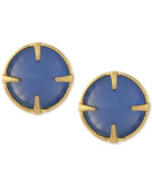 Vince Camuto Gold-plated Blue Stone Rivoli Stud Earrings