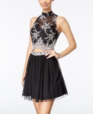 As U Wish Juniors' 2-pc. Lace Fit & Flare Dress