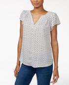 Maison Jules Flutter-sleeve Polka-dot Top, Only At Macy's