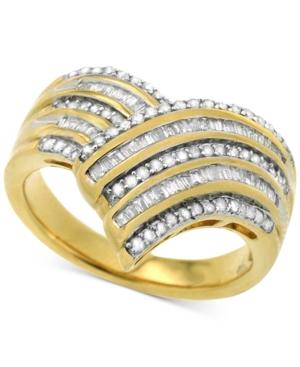 Diamond V Fancy Statement Ring (1/2 Ct. T.w.) In 14k Gold-plated Sterling Silver