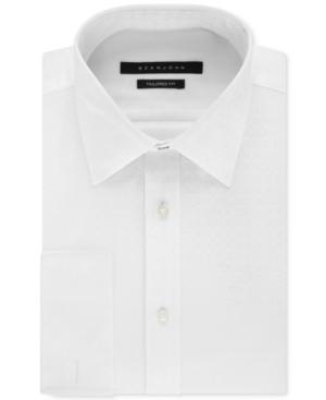 Sean John Men's Big And Tall White Textured Solid French Cuff Dress Shirt