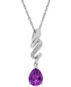 Amethyst (1-1/2 Ct. T.w.) And Diamond Accent Squiggle Pendant Necklace In Sterling Silver