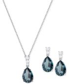 Swarovski Crystal And Stone Pendant Necklace & Drop Earrings