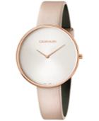 Calvin Klein Women's Full Moon Pink Leather Strap Watch 42mm