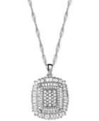 Cubic Zirconia Cluster Pendant Necklace In Sterling Silver