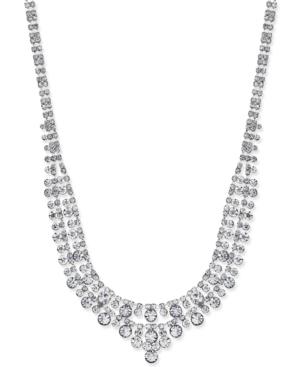 Charter Club Silver-tone Two-row Crystal Collar Necklace, Only At Macy's