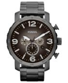 Fossil Men's Chronograph Nate Smoke Tone Stainless Steel Bracelet Watch 50mm Jr1437