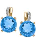 Blue Topaz (4-5/8 Ct. T.w.) And Diamond Accent Stud Earrings In 10k Gold
