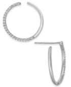 Diamond Open Side Hoop Earrings (1/3 Ct. T.w.) In 14k Rose Gold & White Gold